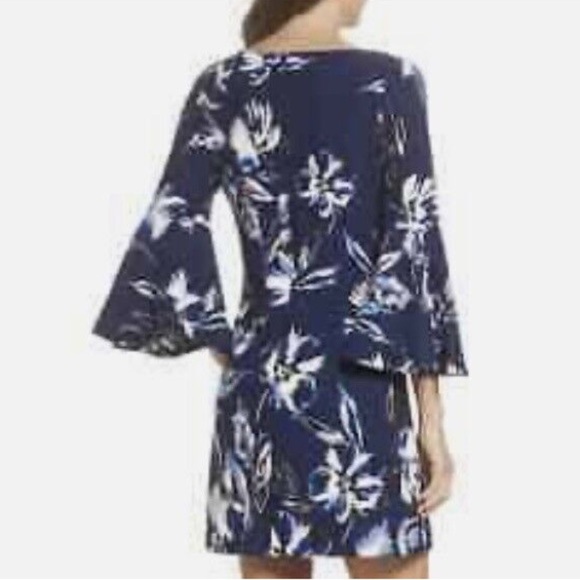 Eliza J Bell Sleeve Blue Floral Dress Size 20W - Picture 2 of 9